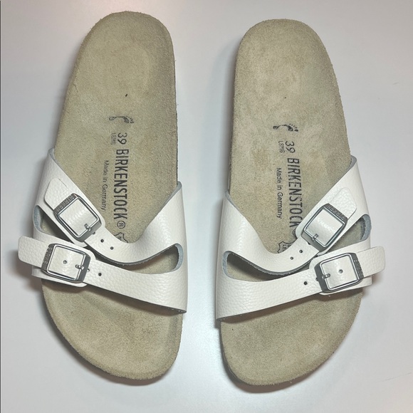 Birkenstock White Leather Sandals size 8 - Picture 2 of 7
